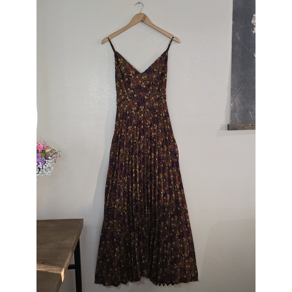 Jessica Simpson Floral Maxi Dress Boho Pleated Strappy Festival Size Large - Picture 9 of 12